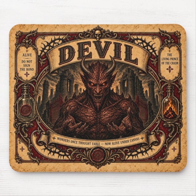 Devil, Vintage Circus Monster Mouse Mat (Front)