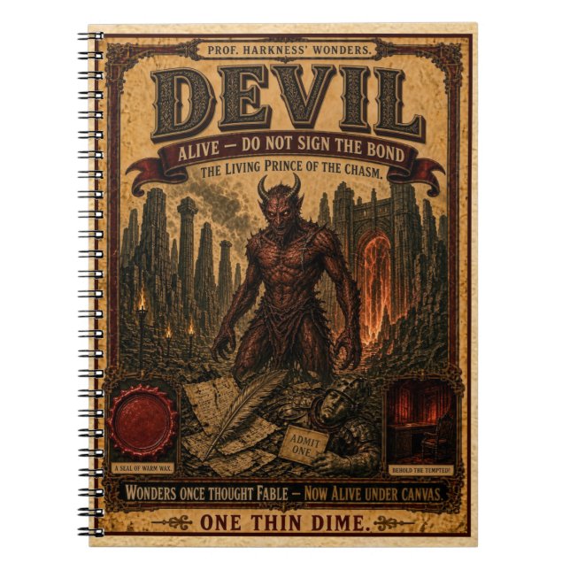 Devil, Vintage Circus Monster Notebook (Front)