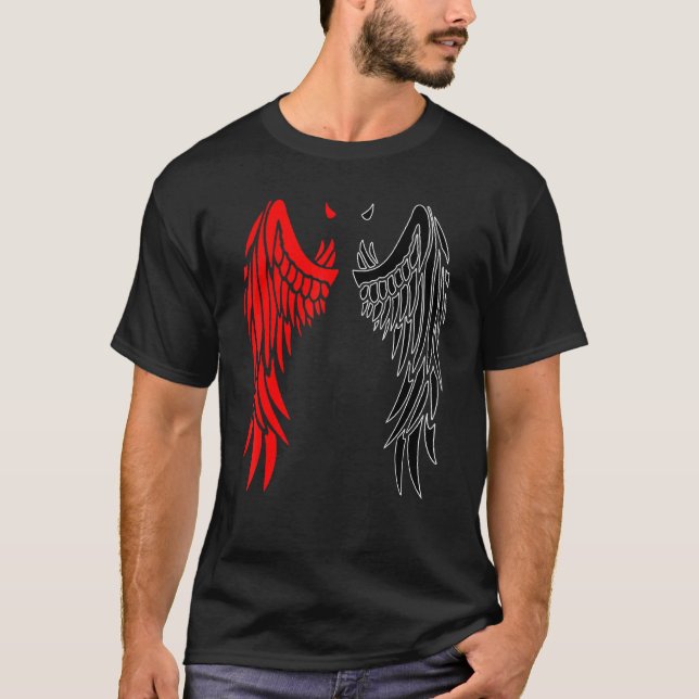Devil Wings Horn In Red Back Of Demon T-Shirt (Front)