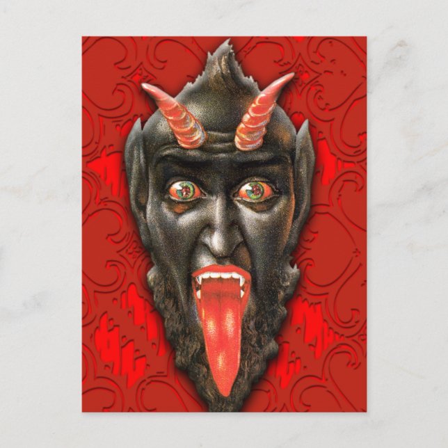 Devil with Red Tongue and Horns Postcard (Front)