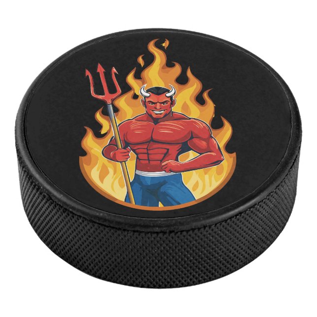 Devil with trident hockey puck (3/4)