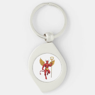 Devil with trident key ring