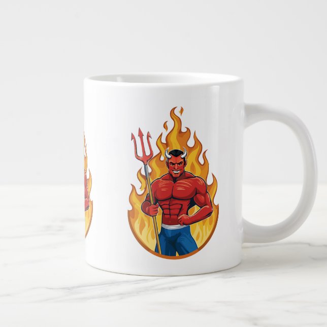 Devil with trident large coffee mug (Right)