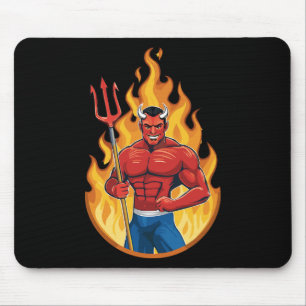 Devil with trident mouse mat