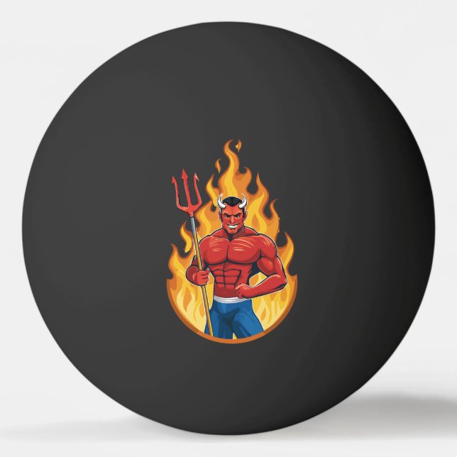 Devil with trident ping pong ball (Front)