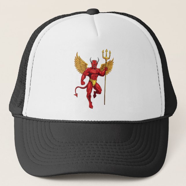 Devil with trident trucker hat (Front)