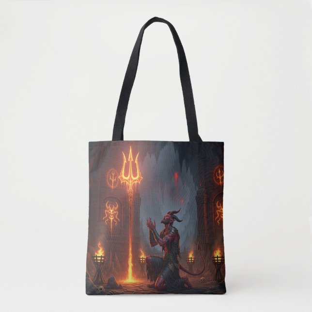 Devil Worship Trident Tote Bag (Front)