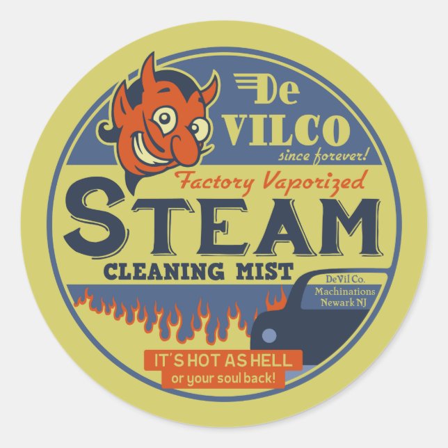 DeVilco Steam Cleaner Classic Round Sticker (Front)