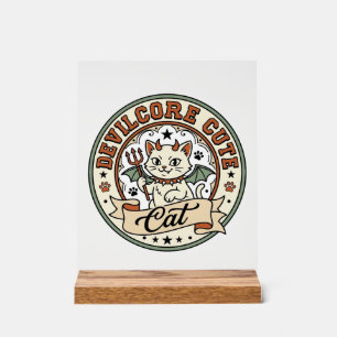 Devilcore Cute Cat Devilcore Cute Cat Vintage Vect Acrylic Sign