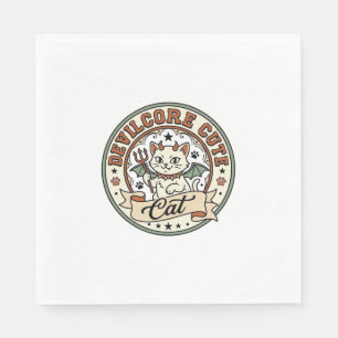 Devilcore Cute Cat Devilcore Cute Cat Vintage Vect Napkin