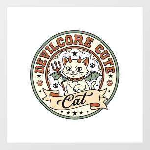 Devilcore Cute Cat Devilcore Cute Cat Vintage Vect Window Cling