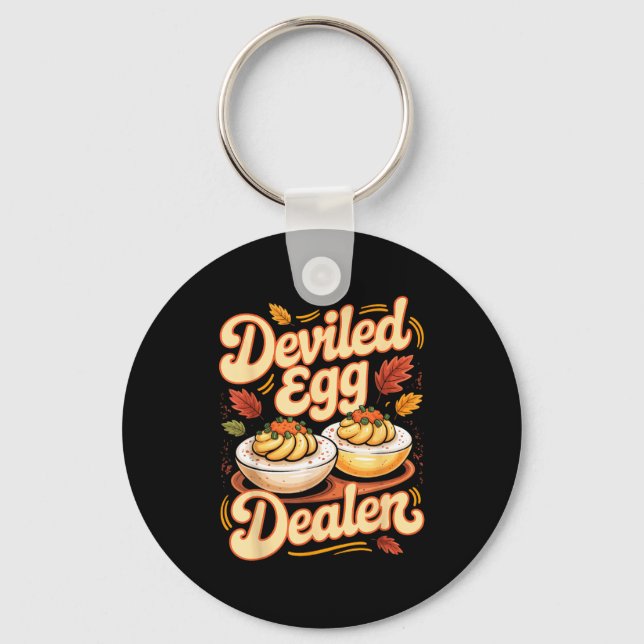 Deviled Egg Er Funny Retro Thanksgiving Food Quote Key Ring (Front)