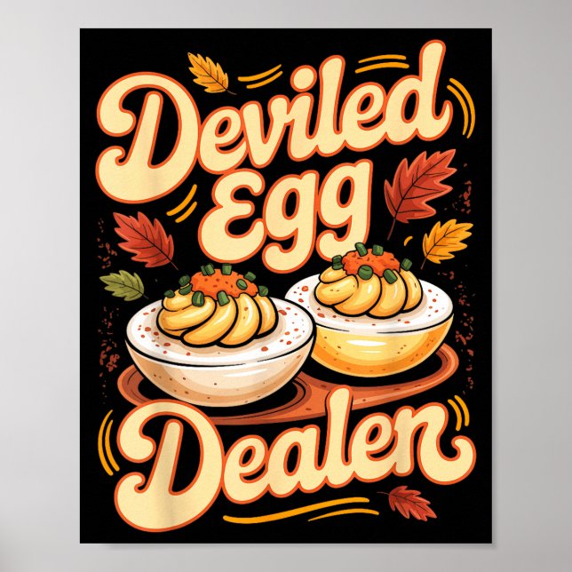 Deviled Egg Er Funny Retro Thanksgiving Food Quote Poster (Front)