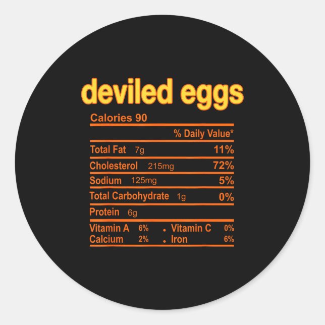 Deviled Egg Nutrition Facts Funny Thanksgiving Chr Classic Round Sticker (Front)