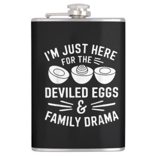 Deviled Eggs Family Drama Funny Foodie Gift Thanks Hip Flask