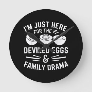 Deviled Eggs Family Drama Funny Foodie Gift Thanks Round Clock