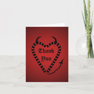 Devilish candy cane heart Christmas thank you Card