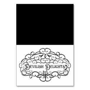 Devilish Delights Vintage Halloween Food Tent Table Number