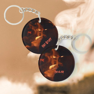 Devilish Flames Burning Fire Customisable Keychain