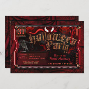 Devilish Halloween Costume Party Admit One Party Invitation
