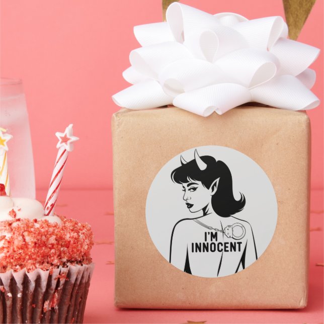 Devilish Innocent Woman Classic Round Sticker (Party)