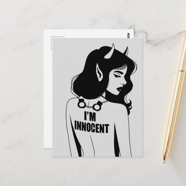 Devilish Innocent Woman Postcard (Front/Back In Situ)