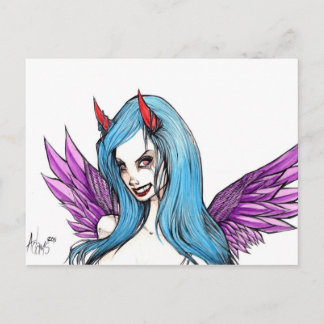 Devilish look in her eye postcard