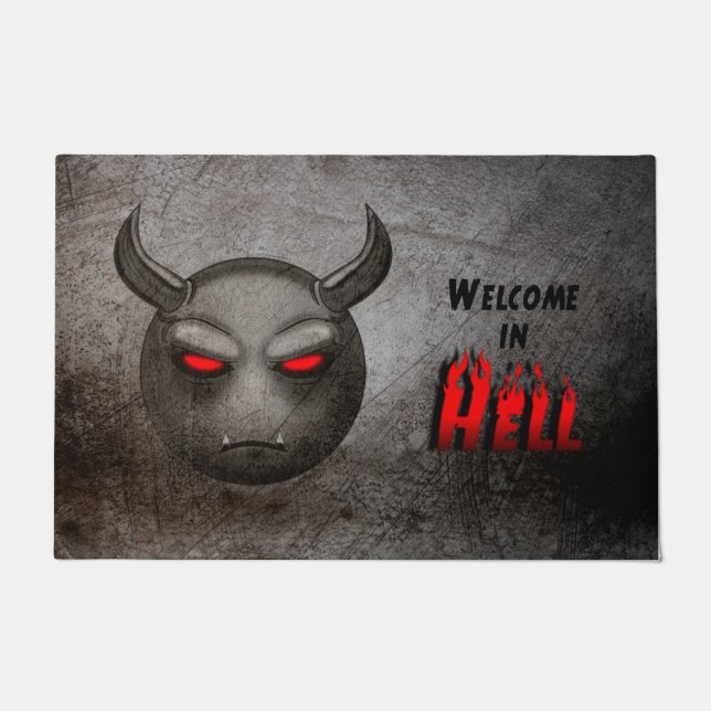 Devilmoji Vintage Pond Doormat (Front)
