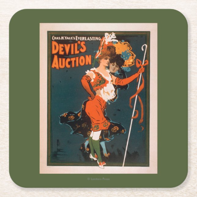 Devil's Auction Woman in Costume Theatre 2 Square Paper Coaster (Front)