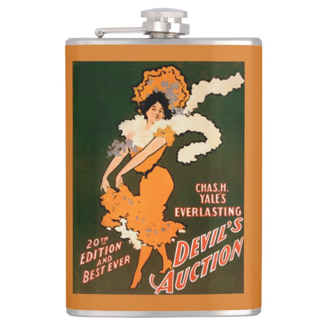 Devil's Auction Woman in Costume Theatre Hip Flask (Front)