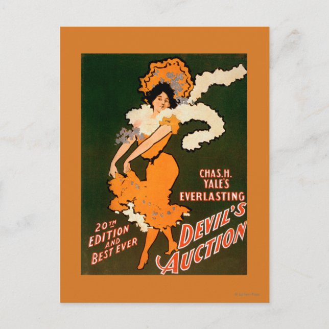 Devil's Auction Woman in Costume Theatre Postcard (Front)