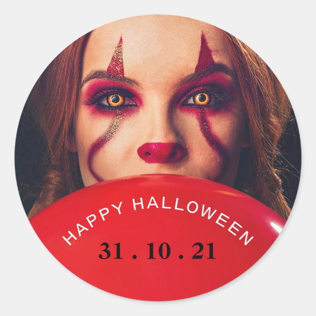 Devil's Balloon, Happy Halloween Classic Round Sticker (Front)