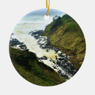 Devil's Churn, Cape Perpetua, Oregon Coast Ceramic Tree Decoration
