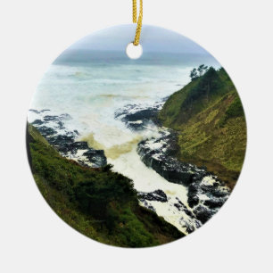 Devil's Churn, Cape Perpetua, Oregon Coast Ceramic Tree Decoration