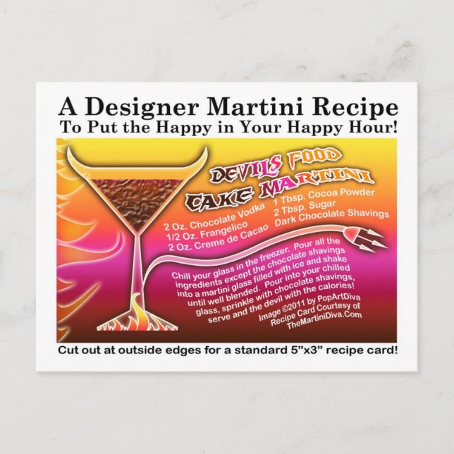 Devil's Food Cake Martini Recipe Card Postcard (Front)