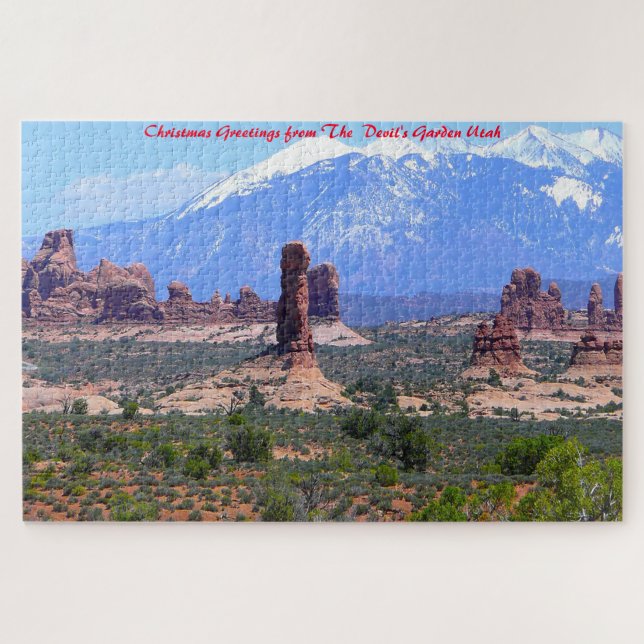 Devil's Garden Utah. Christmas Greetings Jigsaw Puzzle (Horizontal)
