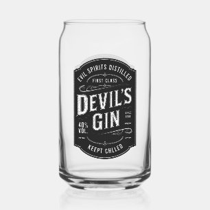 Devil's Gin Halloween Party Vintage Can Glass