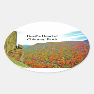 Devil's Head Rock Formation over Chimney Rock Oval Sticker