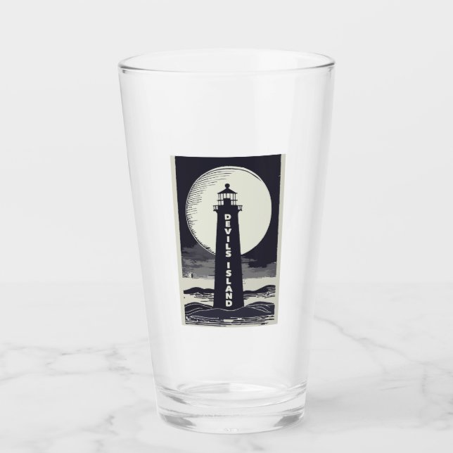 Devils Island Lighthouse Wisconsin Moon Glass (Front)