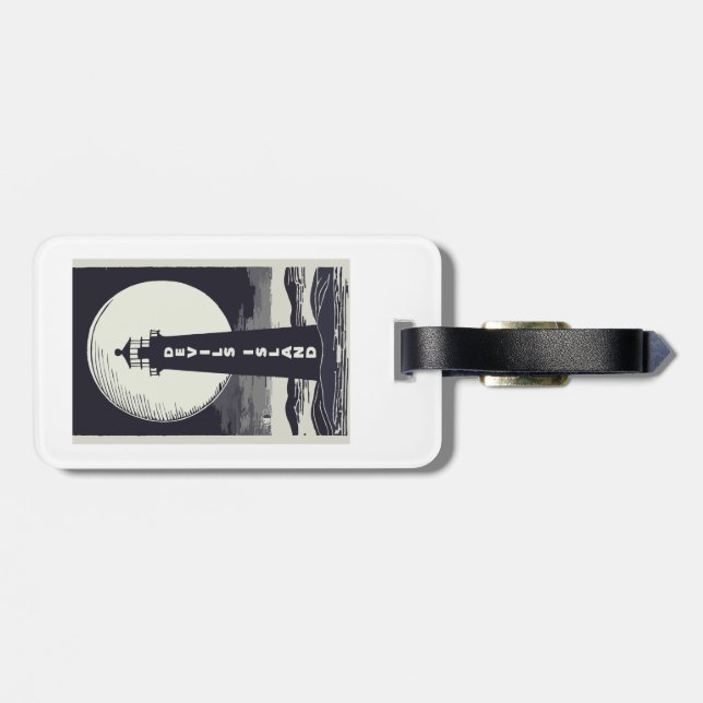 Devils Island Lighthouse Wisconsin Moon Luggage Tag (Back Horizontal)