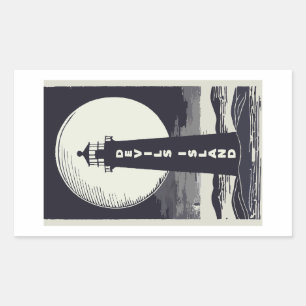 Devils Island Lighthouse Wisconsin Moon Rectangular Sticker