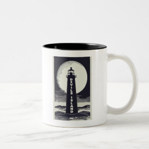 Devils Island Lighthouse Wisconsin Moon Two-Tone Coffee Mug