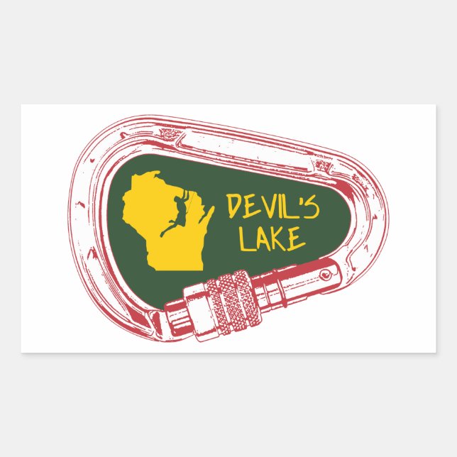 Devil's Lake Climbing Carabiner Rectangular Sticker (Front)