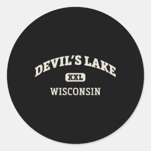 Devil's Lake College Style Rock Climbing Area Desi Classic Round Sticker