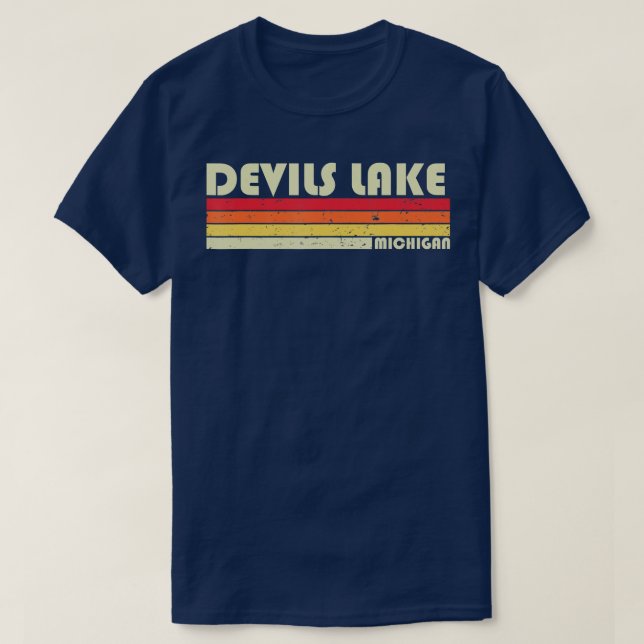 DEVILS LAKE MICHIGAN Funny Fishing Camping Summer  T-Shirt (Design Front)