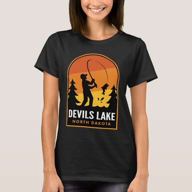 Devils Lake North Dakota Fishing T-Shirt (Front)