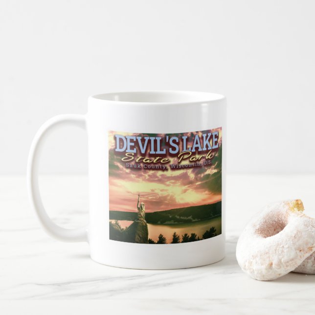 DEVILS LAKE - WISCONSIN UNITED STATES COFFEE MUG (With Donut)