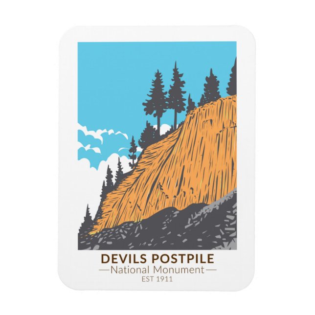 Devils Postpile National Monument Vintage Magnet (Vertical)