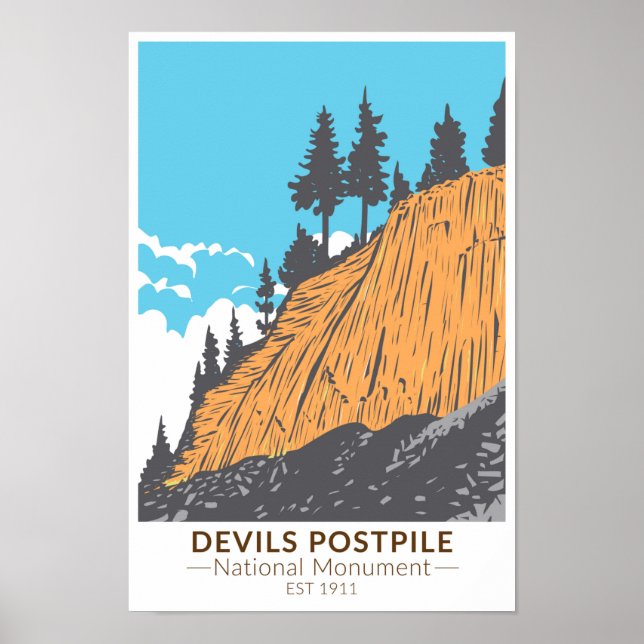 Devils Postpile National Monument Vintage Poster (Front)