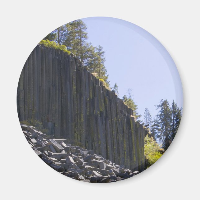 Devils Postpile Round Magnet (Front)